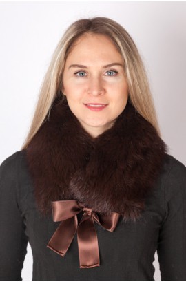 Extra dark brown fox fur collar-neck warmer